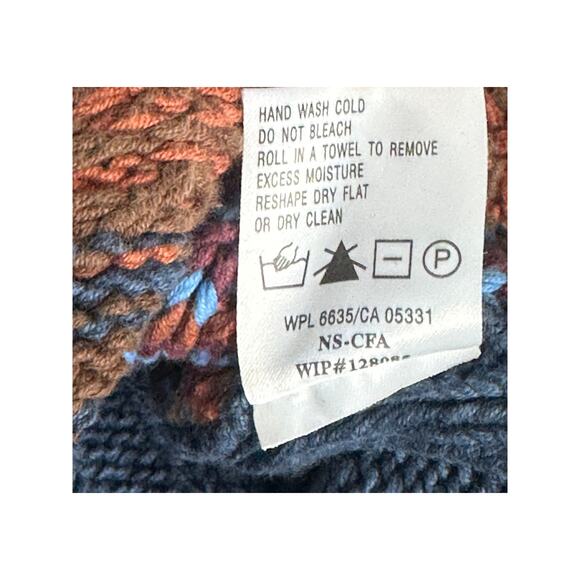 Woolrich Blue Brown Mountain Fish Bear Print Sweater Winter Outdoors S - Picture 5 of 7